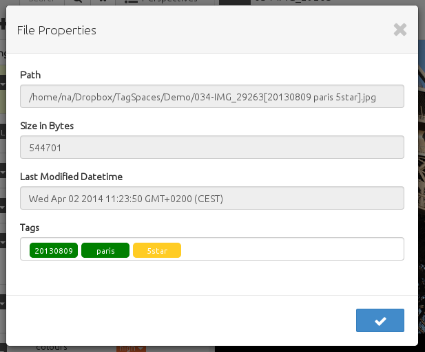 showing tags in file properties