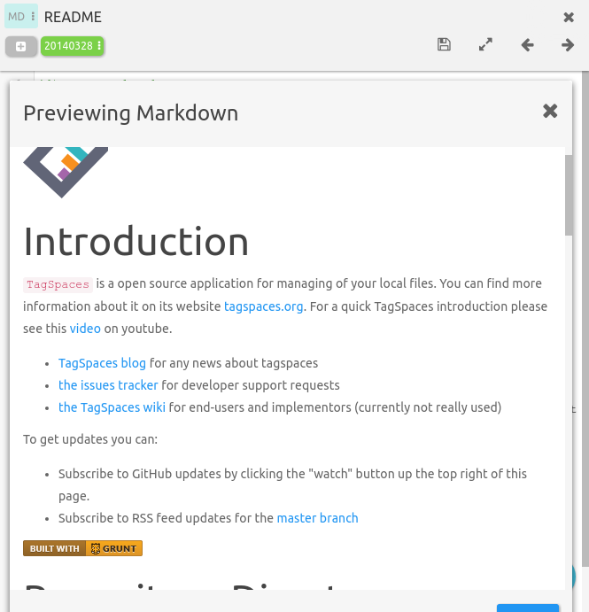 Markdown preview in editorHTML