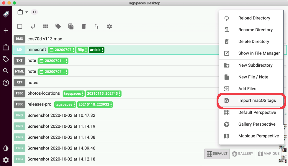 Importing macOS tags