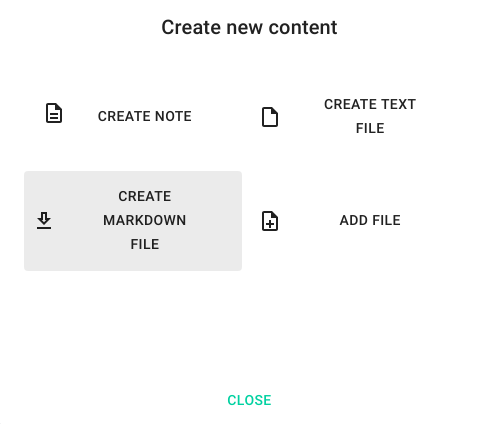 New file creation dialog