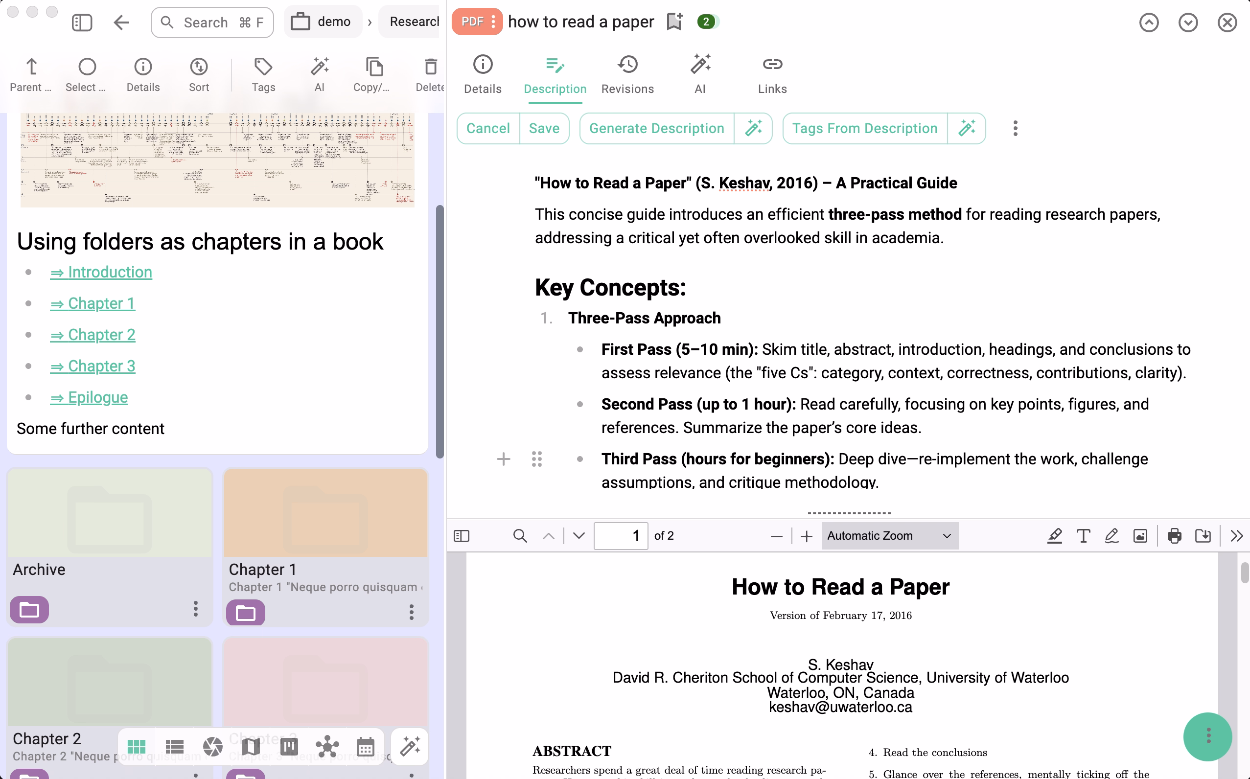 Screenshot of dialog for automatic content analysis and extraction in TagSpaces