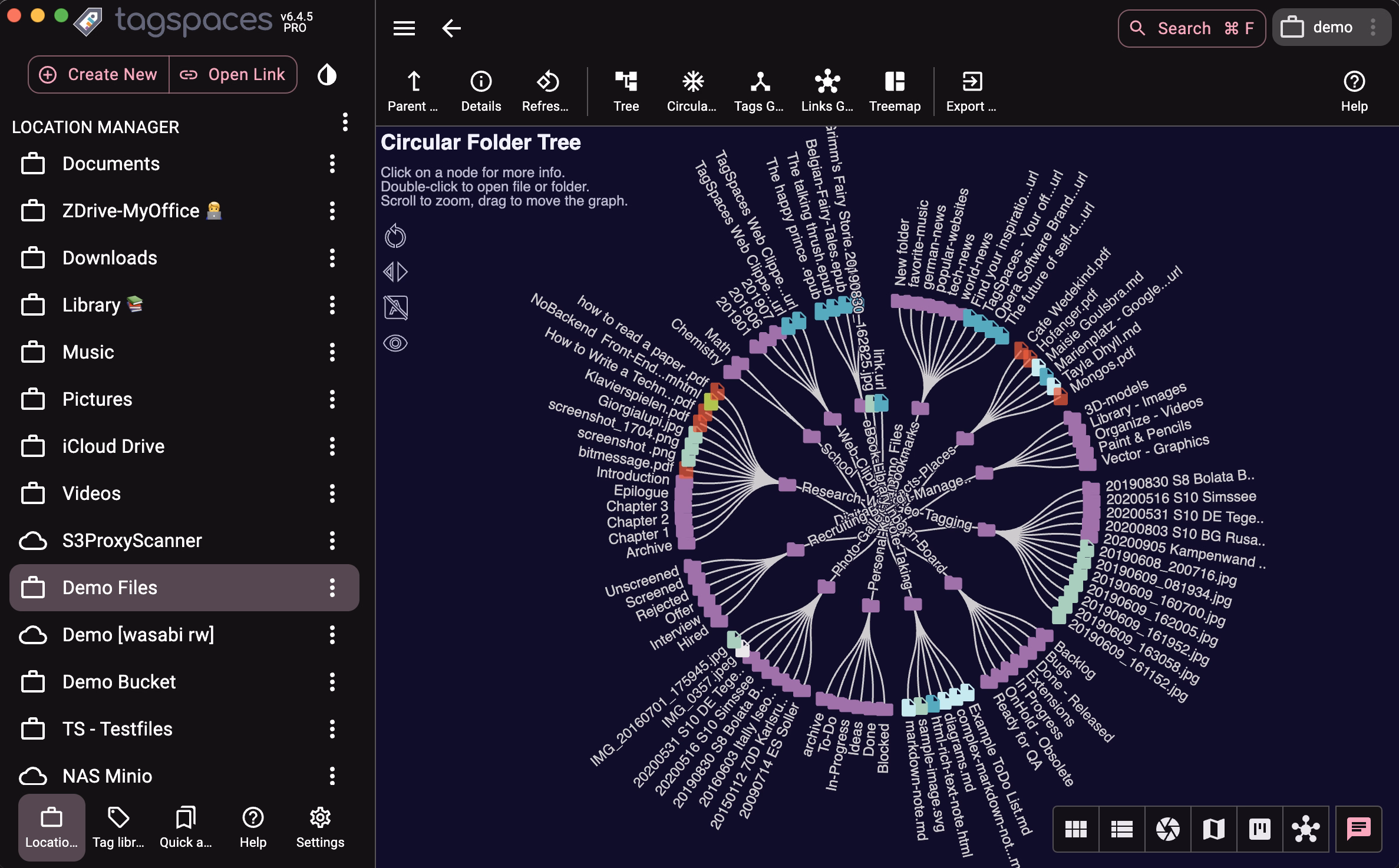 Folder structures in the FolderViz perspective