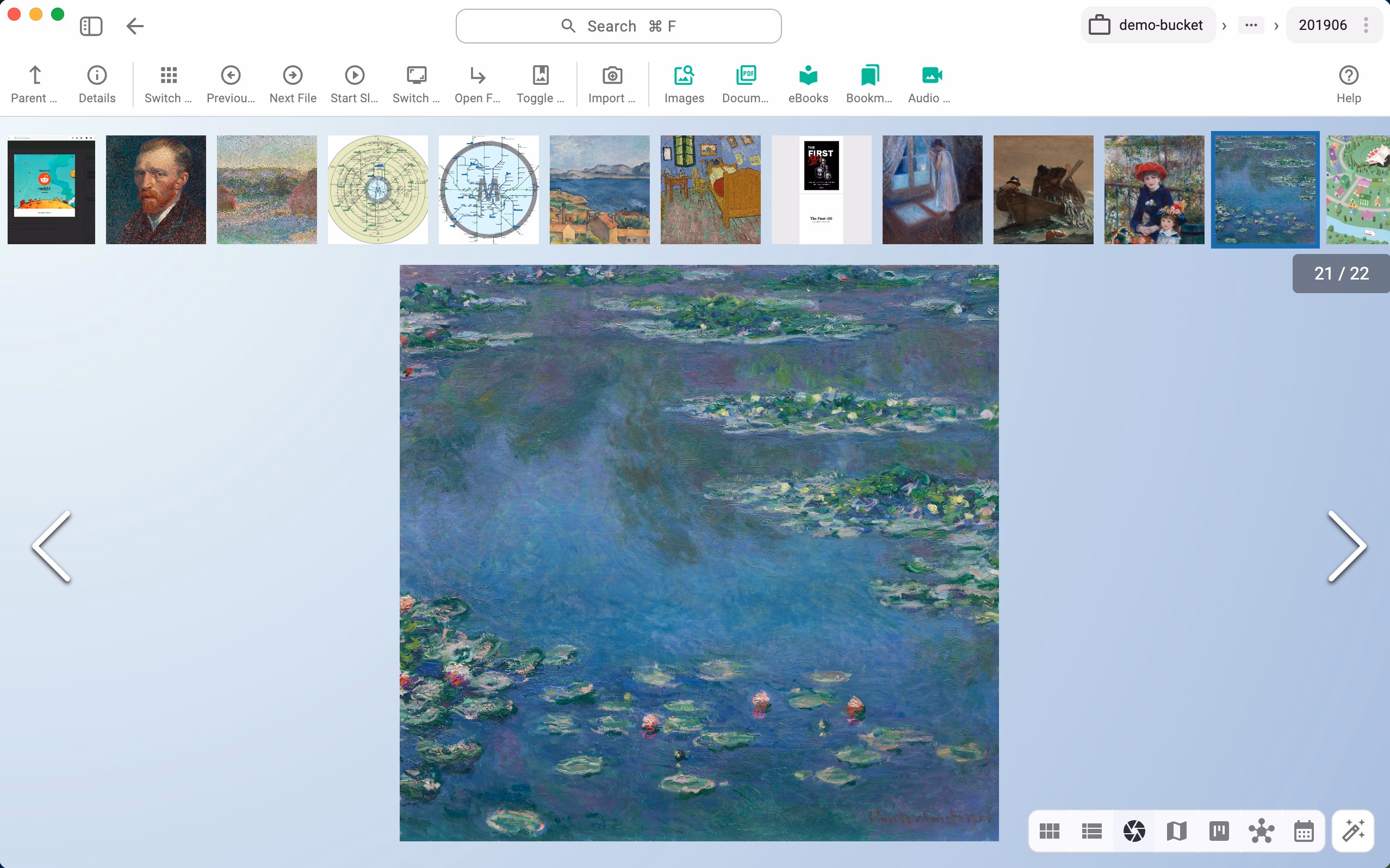Gallery perspective in the app's dark mode