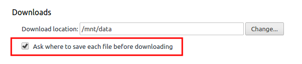 enable asking where to save the files in Chrome