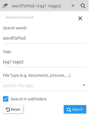 advanced search menu as of version 2.3