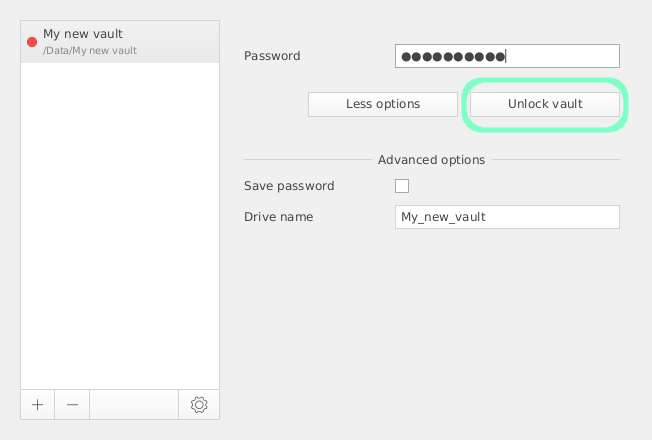 unlock encrypted vault