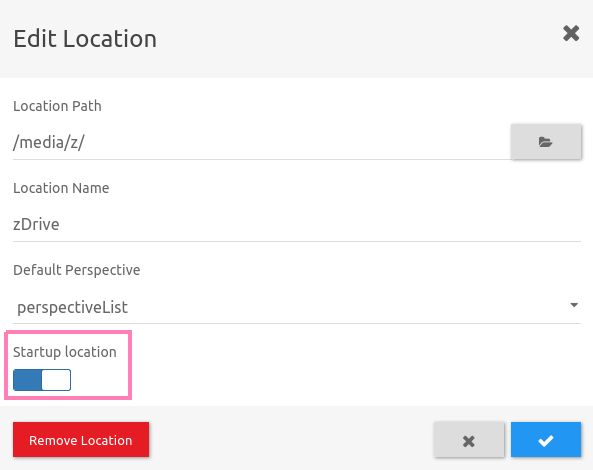 setting the startup location