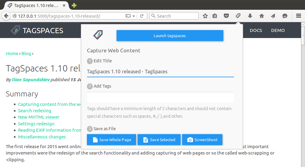 screenshot of the Firefox web clipper