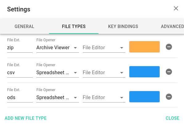 Configuring the spreadsheet viewer in the settings