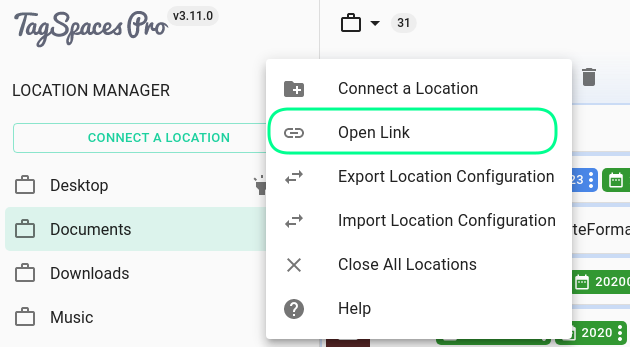 Open shared links in TagSpaces