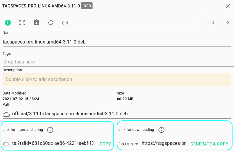 Sharing link types in the entry properties