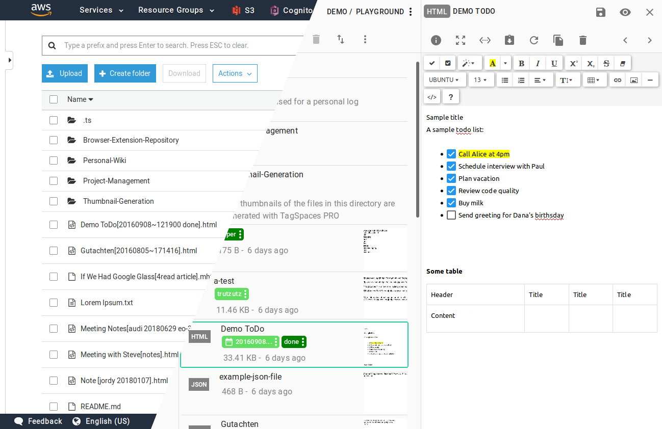 Managing S3 buckets in TagSpaces