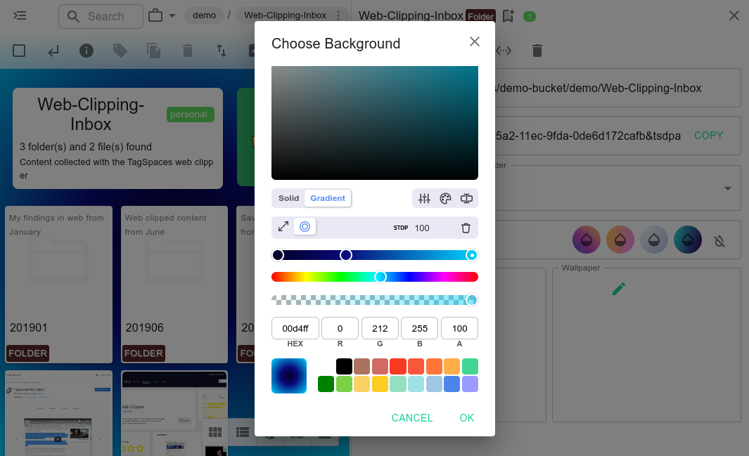 Set a color gradient as a background