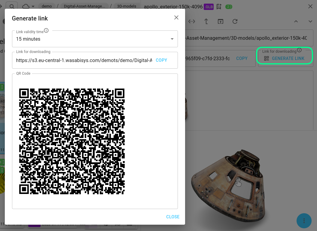 Generate sharing link and QR code