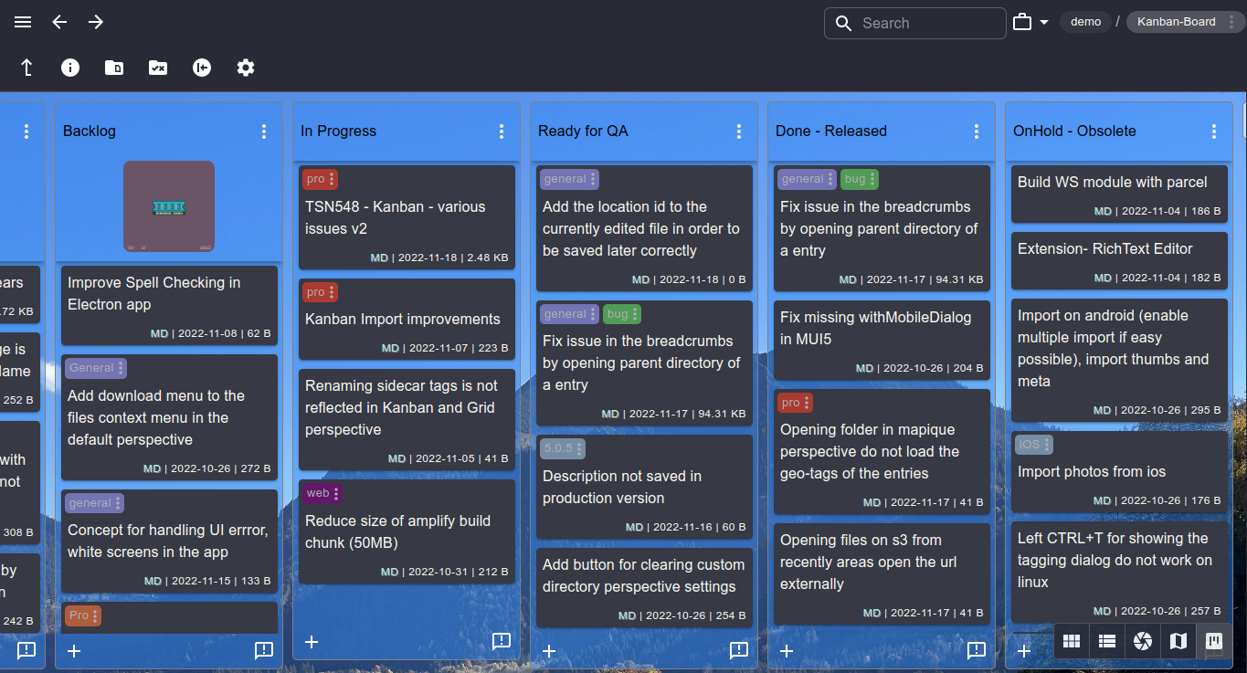 Folders as Kanban boards in TagSpaces Pro