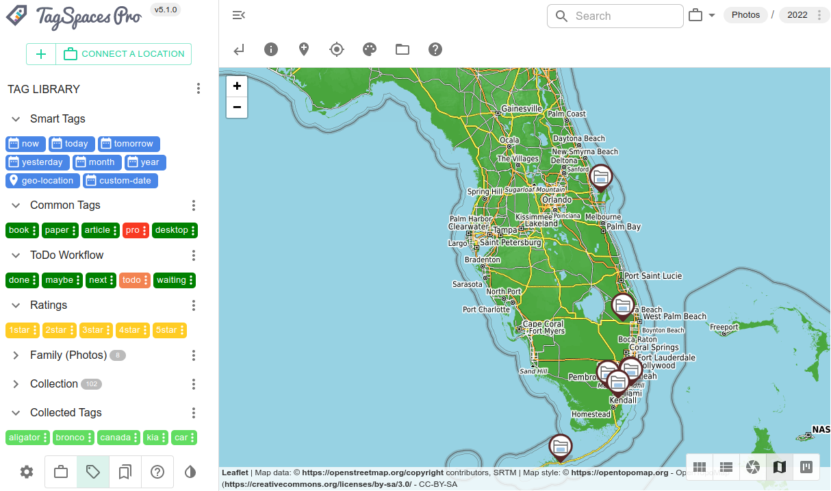 Mapique using the opentopomap.org server