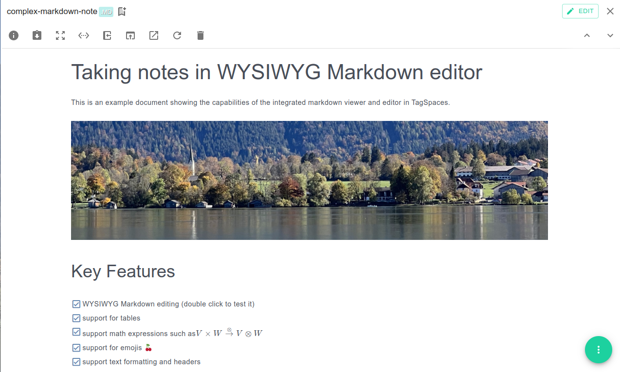 Screenshot of the markdown editor