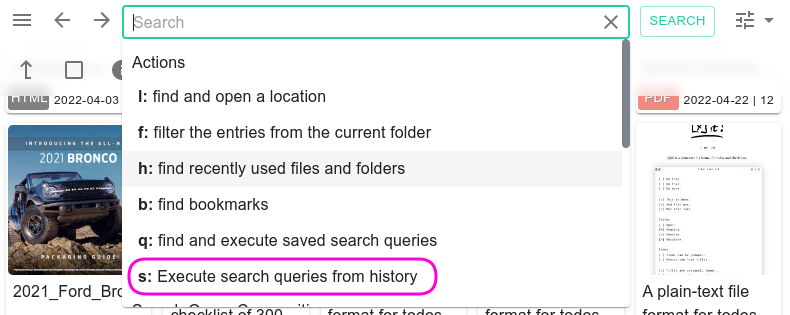 Search history