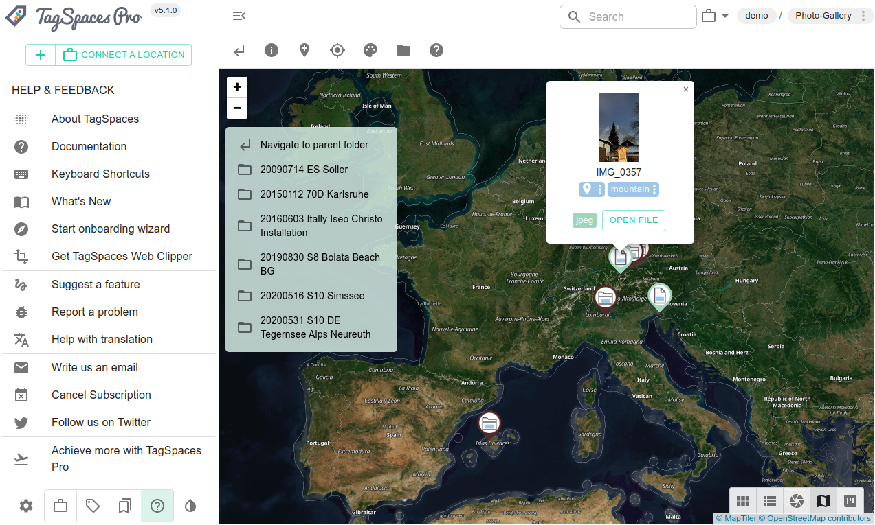 Mapique perspective using custom map tile server from MapTiler